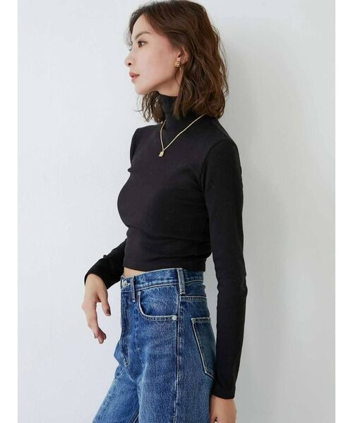 GYDA(ジェイダ)の「ハイネックタイトショートトップス(Tシャツ/カットソー・レディース・オフホワイト/ブラック/ピンク・FREE)」の7枚目の写真