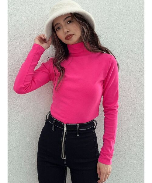 GYDA(ジェイダ)の「ハイネックタイトショートトップス(Tシャツ/カットソー・レディース・オフホワイト/ブラック/ピンク・FREE)」の21枚目の写真