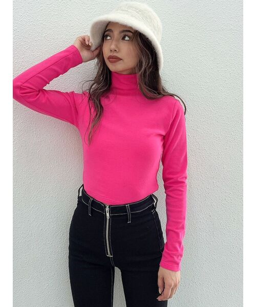 GYDA(ジェイダ)の「ハイネックタイトショートトップス(Tシャツ/カットソー・レディース・オフホワイト/ブラック/ピンク・FREE)」の22枚目の写真