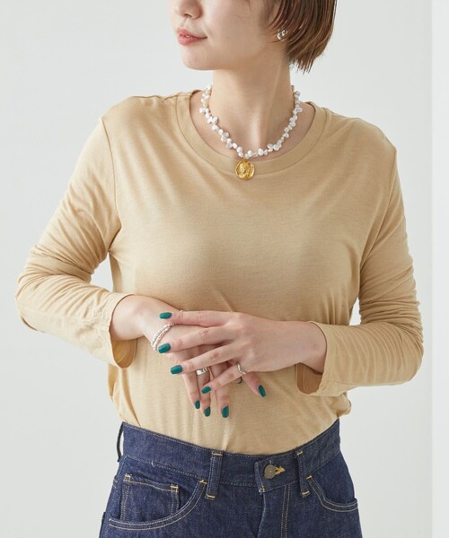 Firsthand（ファーストハンド）の「Baserange/ベースレンジ LONG SLEEVE TEE / シアーロングスリーブTシャツ（Tシャツ/カットソー・レディース・ブラック/レモンイエロー/ベージュ/オフホワイト/キャメル・SMALL/X-SMALL/MEDIUM）」の4枚目の写真