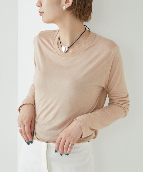 Firsthand（ファーストハンド）の「Baserange/ベースレンジ LONG SLEEVE TEE / シアーロングスリーブTシャツ（Tシャツ/カットソー・レディース・ブラック/レモンイエロー/ベージュ/オフホワイト/キャメル・SMALL/X-SMALL/MEDIUM）」の16枚目の写真