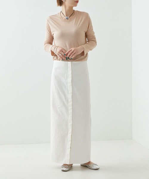 Firsthand（ファーストハンド）の「Baserange/ベースレンジ LONG SLEEVE TEE / シアーロングスリーブTシャツ（Tシャツ/カットソー・レディース・ブラック/レモンイエロー/ベージュ/オフホワイト/キャメル・SMALL/X-SMALL/MEDIUM）」の6枚目の写真