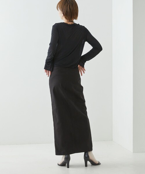 Firsthand（ファーストハンド）の「Baserange/ベースレンジ LONG SLEEVE TEE / シアーロングスリーブTシャツ（Tシャツ/カットソー・レディース・ブラック/レモンイエロー/ベージュ/オフホワイト/キャメル・SMALL/X-SMALL/MEDIUM）」の17枚目の写真