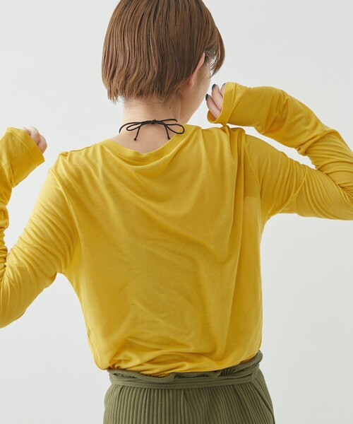 Firsthand（ファーストハンド）の「Baserange/ベースレンジ LONG SLEEVE TEE / シアーロングスリーブTシャツ（Tシャツ/カットソー・レディース・ブラック/レモンイエロー/ベージュ/オフホワイト/キャメル・SMALL/X-SMALL/MEDIUM）」の18枚目の写真
