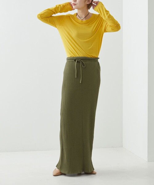 Firsthand（ファーストハンド）の「Baserange/ベースレンジ LONG SLEEVE TEE / シアーロングスリーブTシャツ（Tシャツ/カットソー・レディース・ブラック/レモンイエロー/ベージュ/オフホワイト/キャメル・SMALL/X-SMALL/MEDIUM）」の8枚目の写真