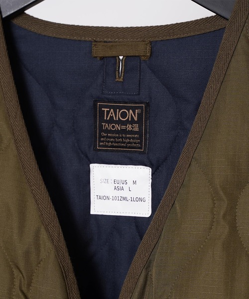 TAION(タイオン)の「【 TAION / タイオン 】 ミリタリー Vネック ジップ ダウンコート TAION101ZML1LONG DON(ノーカラージャケット・レディース・ベージュ/ライトブラウン/オリーブドラブ/ブラック・S/M)」の20枚目の写真