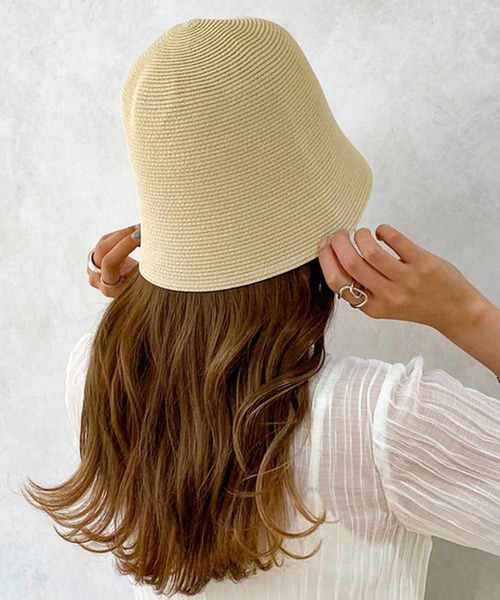 apres jour mignon(アプレジュールミニョン)の「【apresjour mignon×ARIAZ】ストローバケットハット(ハット・レディース・ライトベージュ/ブラック/ライトブラウン・ONESIZE)」の3枚目の写真