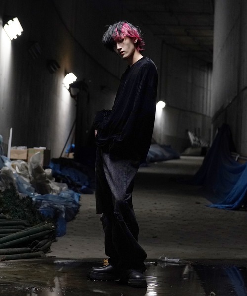 G.O.C（ジーオーシー）の「オーバーサイズ ベロア ロンTEE（Tシャツ/カットソー・メンズ・ブラック/グレー/グリーン/ベージュ系その他/ブルーグリーン/ワイン・MEDIUM/LARGE）」の9枚目の写真