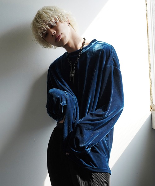 G.O.C（ジーオーシー）の「オーバーサイズ ベロア ロンTEE（Tシャツ/カットソー・メンズ・ブラック/グレー/グリーン/ベージュ系その他/ブルーグリーン/ワイン・MEDIUM/LARGE）」の20枚目の写真