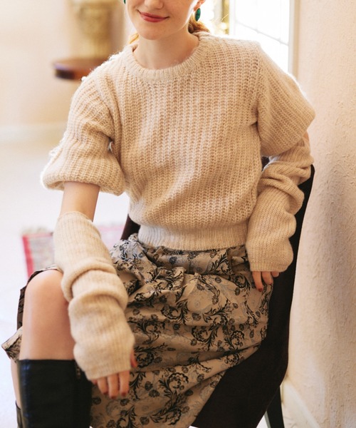 idem(イデム)の「arm warmer mohair knit/アームウォーマーモヘアニット(ニット/セーター・レディース・ブラック/カーキ/アイボリー・FREE)」の10枚目の写真