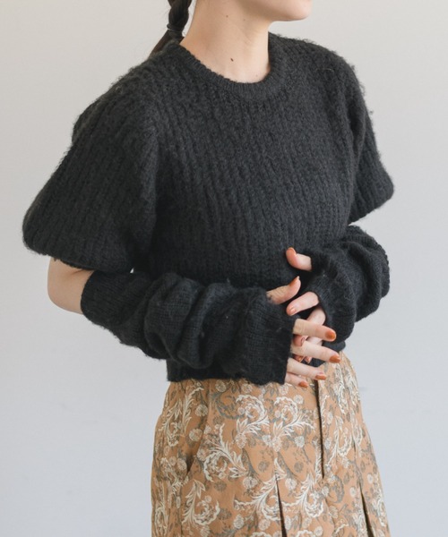 idem(イデム)の「arm warmer mohair knit/アームウォーマーモヘアニット(ニット/セーター・レディース・ブラック/カーキ/アイボリー・FREE)」の21枚目の写真