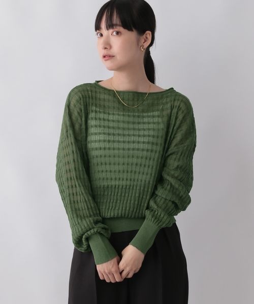 LOWRYS FARM（ローリーズファーム）の「ジャガードシアーニット　123326（ニット/セーター・レディース・アイボリー/ブラック/カーキ/ピンク・FREE）」の3枚目の写真