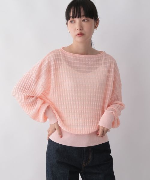 LOWRYS FARM（ローリーズファーム）の「ジャガードシアーニット　123326（ニット/セーター・レディース・アイボリー/ブラック/カーキ/ピンク・FREE）」の4枚目の写真