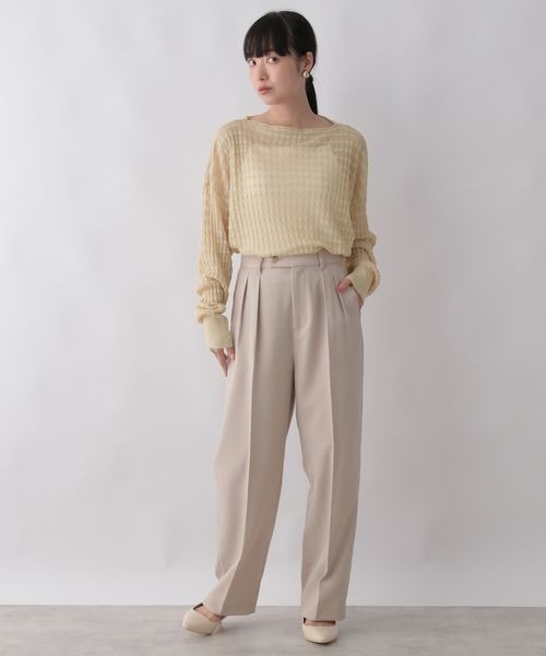 LOWRYS FARM（ローリーズファーム）の「ジャガードシアーニット　123326（ニット/セーター・レディース・アイボリー/ブラック/カーキ/ピンク・FREE）」の5枚目の写真