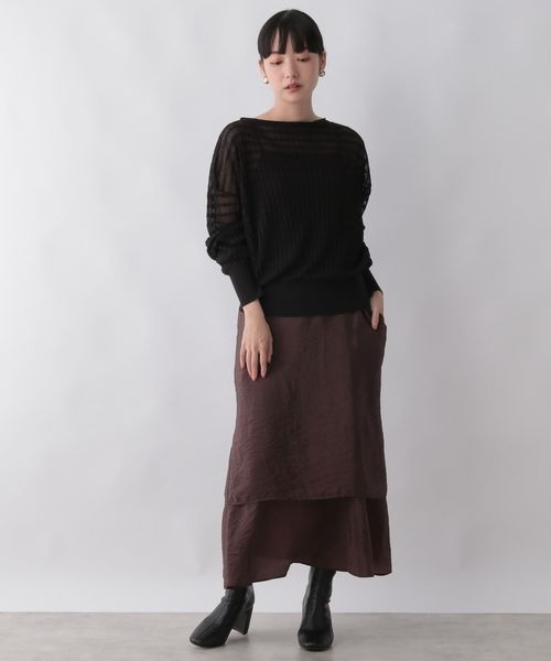 LOWRYS FARM（ローリーズファーム）の「ジャガードシアーニット　123326（ニット/セーター・レディース・アイボリー/ブラック/カーキ/ピンク・FREE）」の6枚目の写真