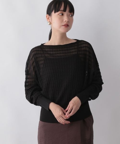 LOWRYS FARM（ローリーズファーム）の「ジャガードシアーニット　123326（ニット/セーター・レディース・アイボリー/ブラック/カーキ/ピンク・FREE）」の7枚目の写真