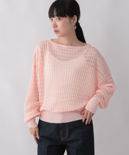 LOWRYS FARM（ローリーズファーム）の「ジャガードシアーニット　123326（ニット/セーター・レディース・アイボリー/ブラック/カーキ/ピンク・FREE）」の10枚目の写真