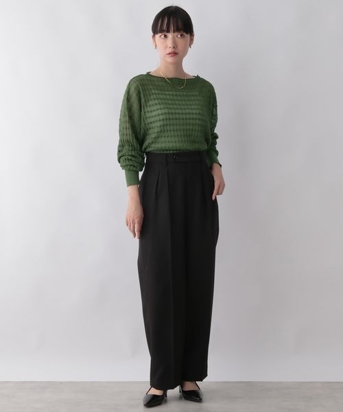 LOWRYS FARM（ローリーズファーム）の「ジャガードシアーニット　123326（ニット/セーター・レディース・アイボリー/ブラック/カーキ/ピンク・FREE）」の11枚目の写真