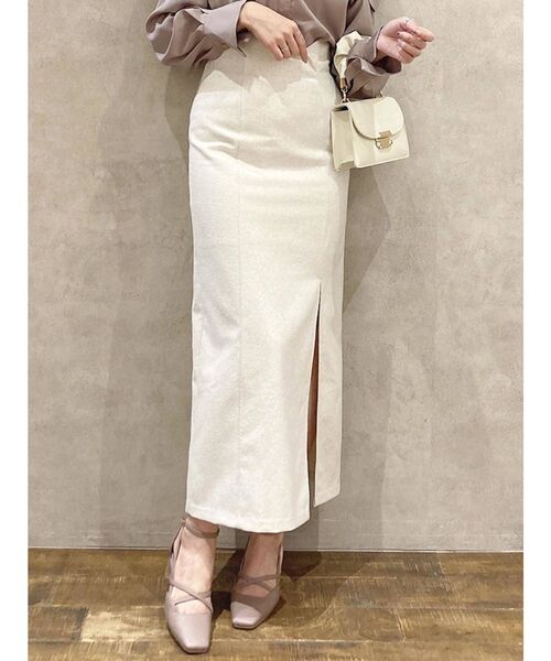 dazzlin（ダズリン）の「カーブラインナロースカート（スカート・レディース・アイボリー/グレー/ブラウン・MEDIUM/SMALL）」の2枚目の写真