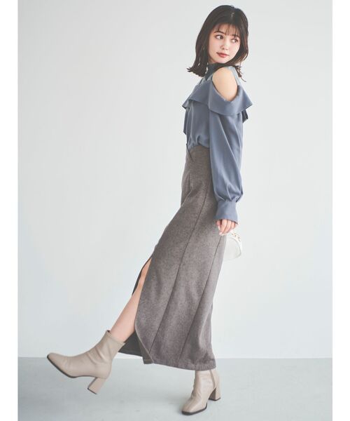 dazzlin（ダズリン）の「カーブラインナロースカート（スカート・レディース・アイボリー/グレー/ブラウン・MEDIUM/SMALL）」の8枚目の写真