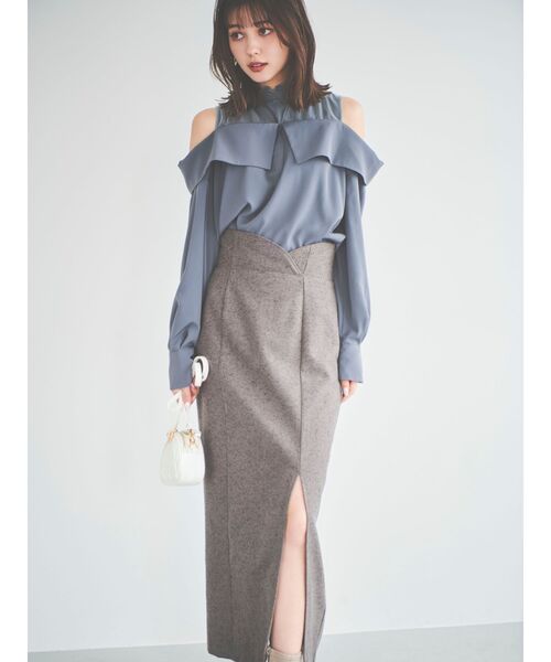 dazzlin（ダズリン）の「カーブラインナロースカート（スカート・レディース・アイボリー/グレー/ブラウン・MEDIUM/SMALL）」の13枚目の写真