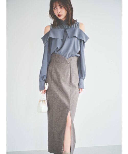 dazzlin（ダズリン）の「カーブラインナロースカート（スカート・レディース・アイボリー/グレー/ブラウン・MEDIUM/SMALL）」の16枚目の写真