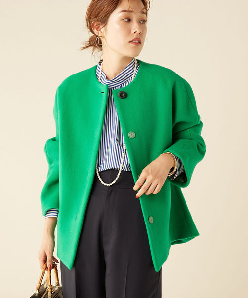 NOLLEY'S ノーカラージャケット グリーン NOLLEY'S（ノーリーズ）の「MANTECOショートコート（テーラード