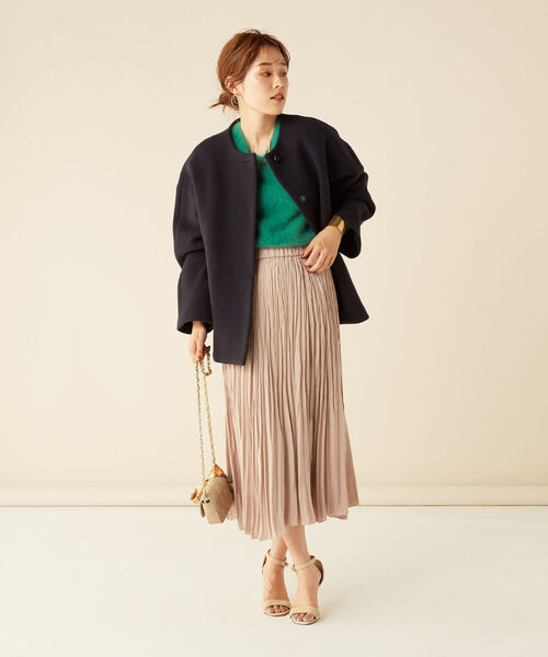 新品　ノーリーズ　MANTECOウールレディースハーフコート　お値下げ交渉あり！ L】ウールビーバー ノーカラーコート(79553850-2024)｜ファッション