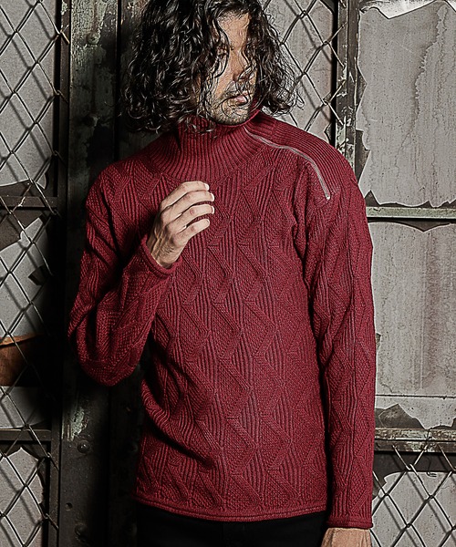 RATTLE TRAP（ラトルトラップ）の「7ゲージジップタートルネックニット（ニット/セーター・メンズ・ホワイト/ブラック/レッド・LL/M/L）」の3枚目の写真