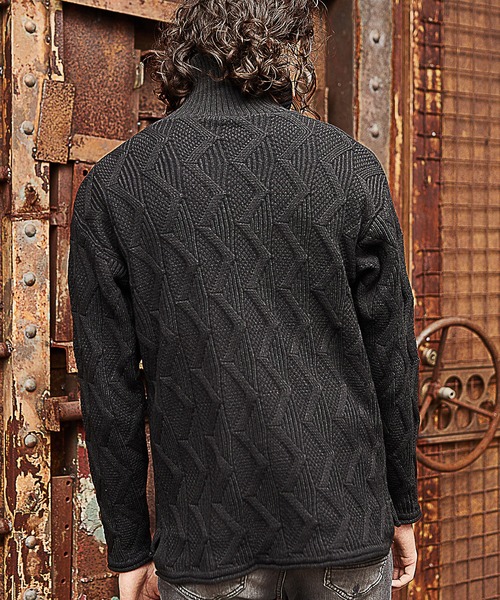 RATTLE TRAP（ラトルトラップ）の「7ゲージジップタートルネックニット（ニット/セーター・メンズ・ホワイト/ブラック/レッド・LL/M/L）」の7枚目の写真