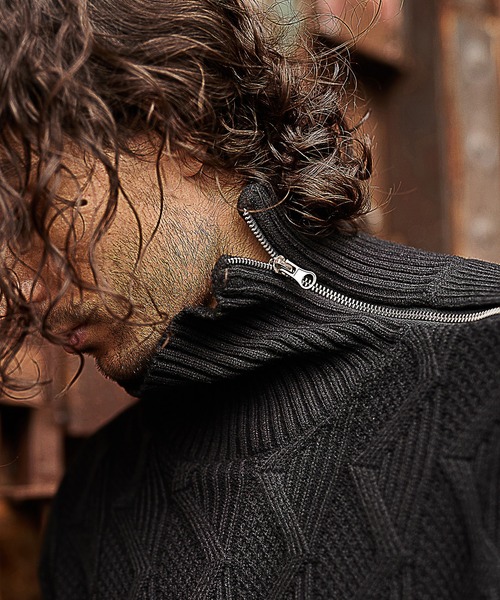 RATTLE TRAP（ラトルトラップ）の「7ゲージジップタートルネックニット（ニット/セーター・メンズ・ホワイト/ブラック/レッド・LL/M/L）」の10枚目の写真