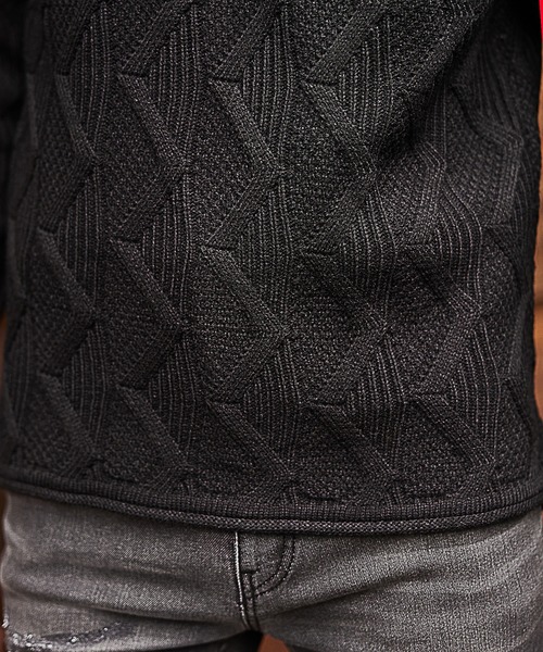 RATTLE TRAP（ラトルトラップ）の「7ゲージジップタートルネックニット（ニット/セーター・メンズ・ホワイト/ブラック/レッド・LL/M/L）」の11枚目の写真