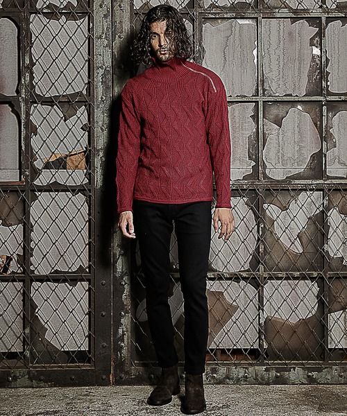 RATTLE TRAP（ラトルトラップ）の「7ゲージジップタートルネックニット（ニット/セーター・メンズ・ホワイト/ブラック/レッド・LL/M/L）」の12枚目の写真