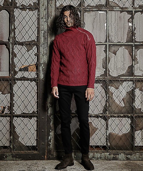 RATTLE TRAP（ラトルトラップ）の「7ゲージジップタートルネックニット（ニット/セーター・メンズ・ホワイト/ブラック/レッド・LL/M/L）」の14枚目の写真