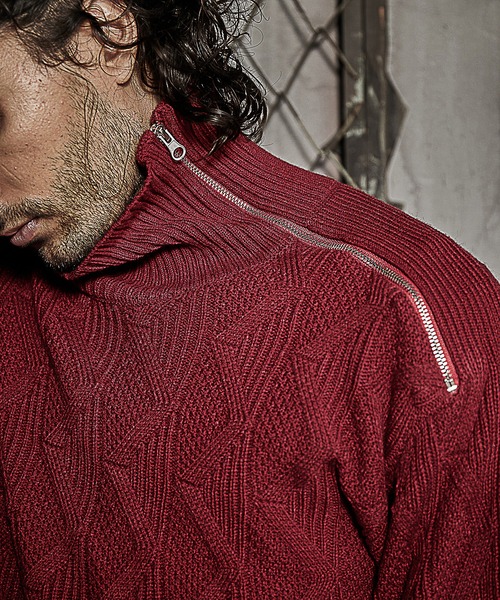 RATTLE TRAP（ラトルトラップ）の「7ゲージジップタートルネックニット（ニット/セーター・メンズ・ホワイト/ブラック/レッド・LL/M/L）」の18枚目の写真