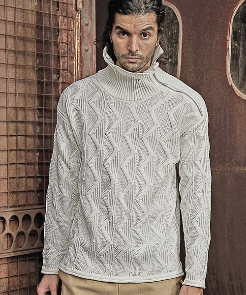 RATTLE TRAP（ラトルトラップ）の「7ゲージジップタートルネックニット（ニット/セーター・メンズ・ホワイト/ブラック/レッド・LL/M/L）」の22枚目の写真