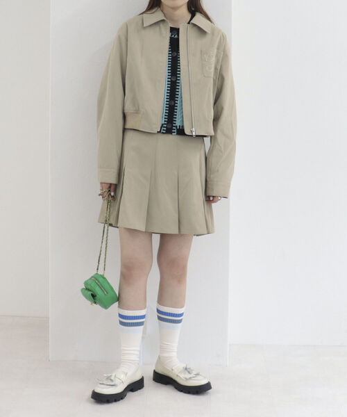 onulsoha（オヌルソハ）の「プリーツタックミニスカート（スカート・レディース・ベージュ/チャコールグレー・38）」の4枚目の写真