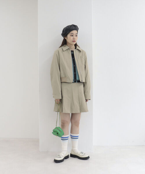 onulsoha（オヌルソハ）の「プリーツタックミニスカート（スカート・レディース・ベージュ/チャコールグレー・38）」の6枚目の写真