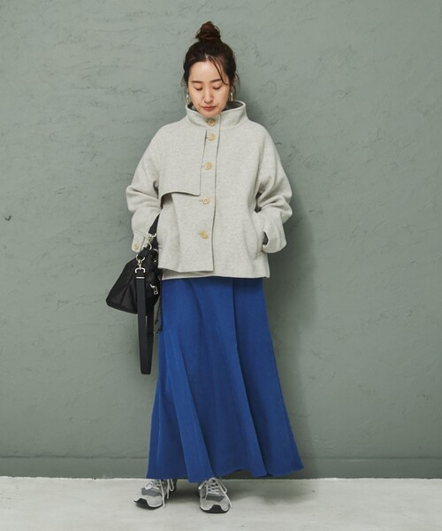 coen（コーエン）の「スタンドネックショートコート（その他アウター・レディース・ライトグレー/ライム/ネイビー・M/L）」の9枚目の写真