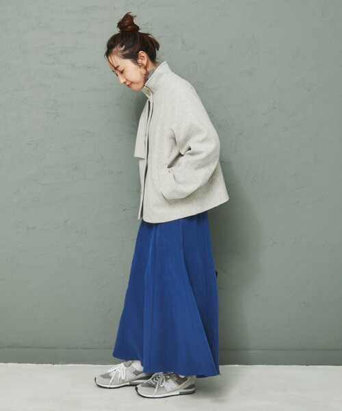 coen（コーエン）の「スタンドネックショートコート（その他アウター・レディース・ライトグレー/ライム/ネイビー・M/L）」の16枚目の写真