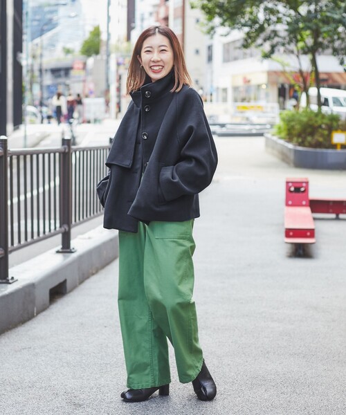 coen（コーエン）の「スタンドネックショートコート（その他アウター・レディース・ライトグレー/ライム/ネイビー・M/L）」の19枚目の写真