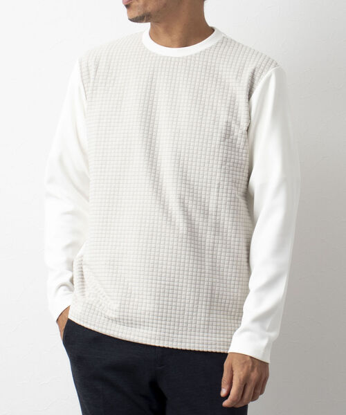 Stutostein Nolley's（シュテットシュタインノーリーズ）の「STORMFLEECE コンビ長袖Tシャツ(蓄熱・軽量・透湿・ストレッチ素材）（Tシャツ/カットソー・メンズ・ホワイト/ブラック・M/L/XL/S）」の2枚目の写真