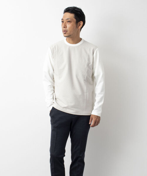 Stutostein Nolley's（シュテットシュタインノーリーズ）の「STORMFLEECE コンビ長袖Tシャツ(蓄熱・軽量・透湿・ストレッチ素材）（Tシャツ/カットソー・メンズ・ホワイト/ブラック・M/L/XL/S）」の13枚目の写真