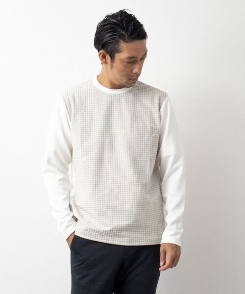 Stutostein Nolley's（シュテットシュタインノーリーズ）の「STORMFLEECE コンビ長袖Tシャツ(蓄熱・軽量・透湿・ストレッチ素材）（Tシャツ/カットソー・メンズ・ホワイト/ブラック・M/L/XL/S）」の16枚目の写真