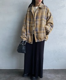 【FINEBOYS 2月号掲載】[NOIR FABRIK/ヌワールファブリック] ファンシーヤーン ツイードワイドブルゾン