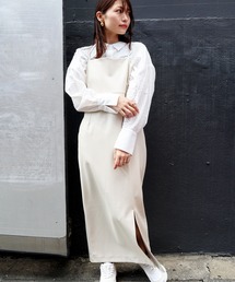 BEIGE,の人工皮革のワンピース