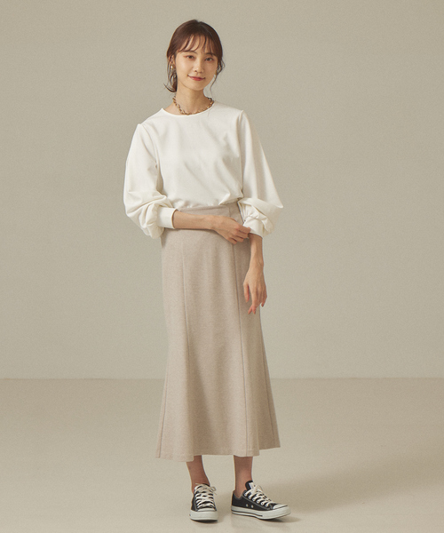 abahouse mavie（アバハウスマヴィ）の「カットジョーゼット2WAYプルオーバー（Tシャツ/カットソー・レディース・ダークオレンジ/ブラック/ホワイト/ピンクベージュ・フリー）」の5枚目の写真