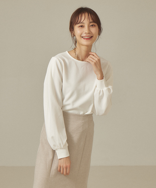 abahouse mavie（アバハウスマヴィ）の「カットジョーゼット2WAYプルオーバー（Tシャツ/カットソー・レディース・ダークオレンジ/ブラック/ホワイト/ピンクベージュ・フリー）」の7枚目の写真