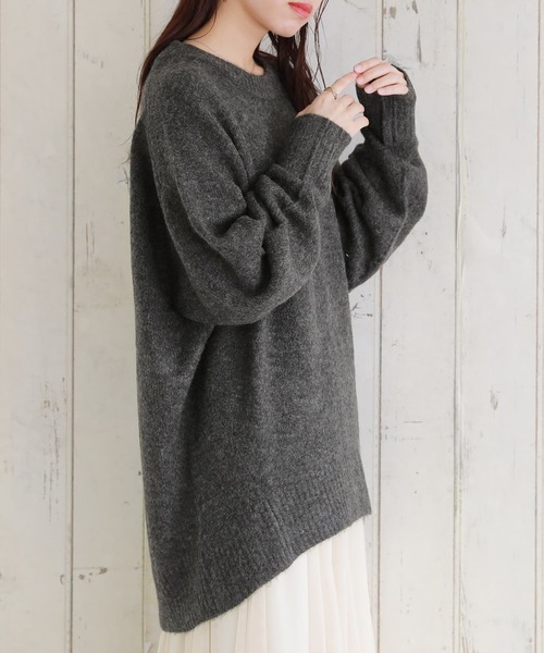osharewalker(オシャレウォーカー)の「【廃盤】『ミドル丈シンプルコクーンニット』(ニット/セーター・レディース・グレイッシュブルー/マスタード/チャコール/テラコッタ・FREE)」の2枚目の写真