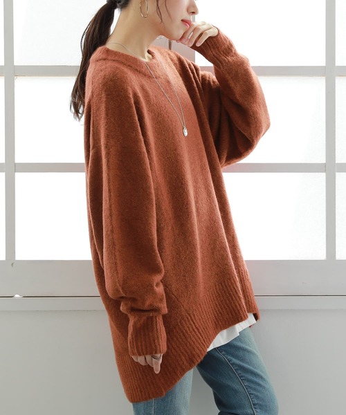 osharewalker(オシャレウォーカー)の「【廃盤】『ミドル丈シンプルコクーンニット』(ニット/セーター・レディース・グレイッシュブルー/マスタード/チャコール/テラコッタ・FREE)」の3枚目の写真